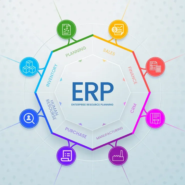 ภาพประกอบ โมดูลหลักในระบบ ERP และการเขียนโปรแกรมเชื่อมโยง